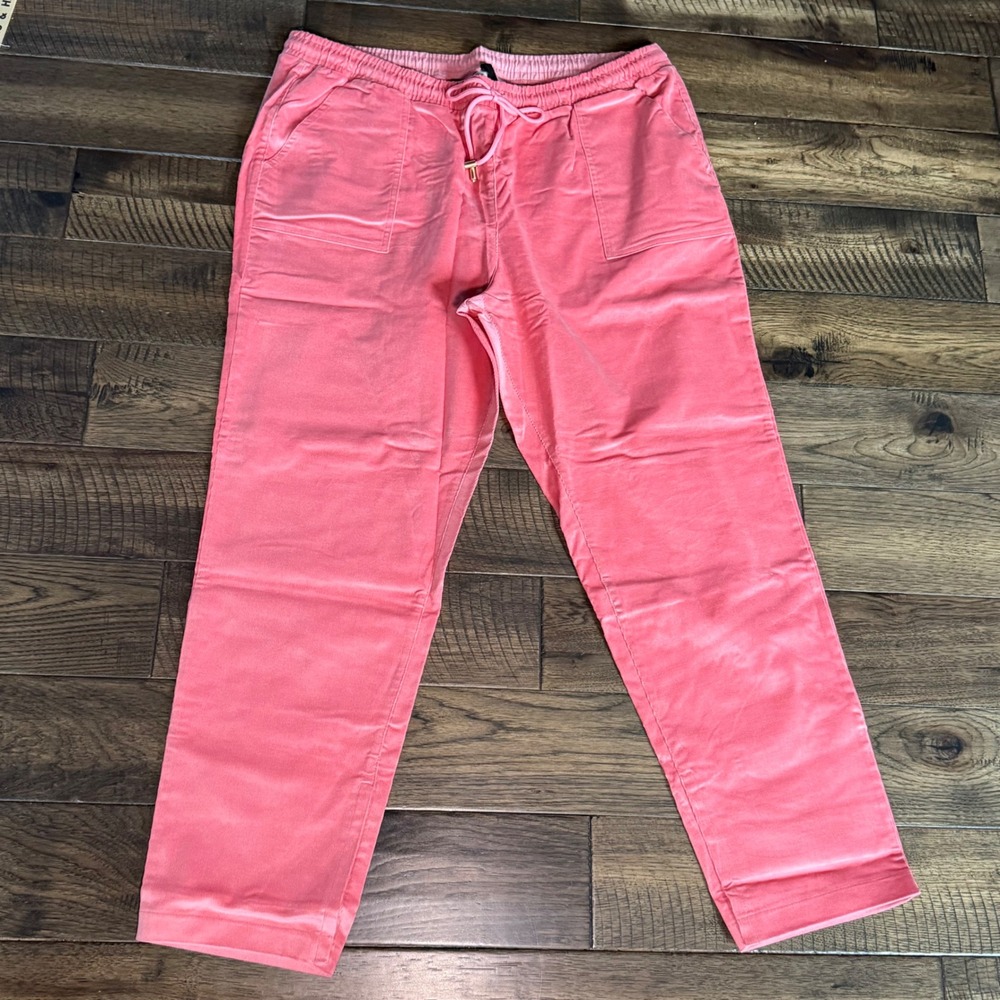Denim & Co NWOT Heritage Coral Pink Corduroy Pull On Pants XL Drawstring